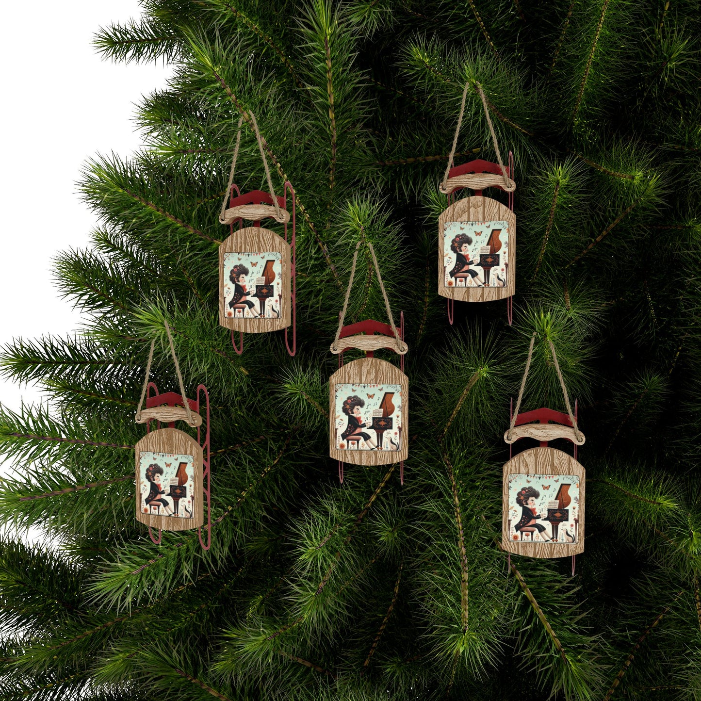 Sled Ornament Beethoven Gift Sled Ornament - Christmas Tree Decor, Holiday Gift, Musician Ornament, Composer Decoration, Musical Gift