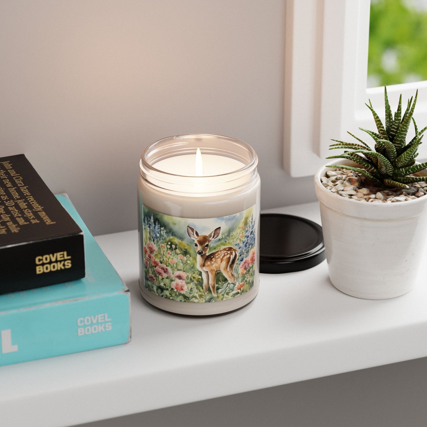 Watercolor Fawn, Spring, Easter, Gift, Scented Soy Candle, 9oz, Deer, Baby