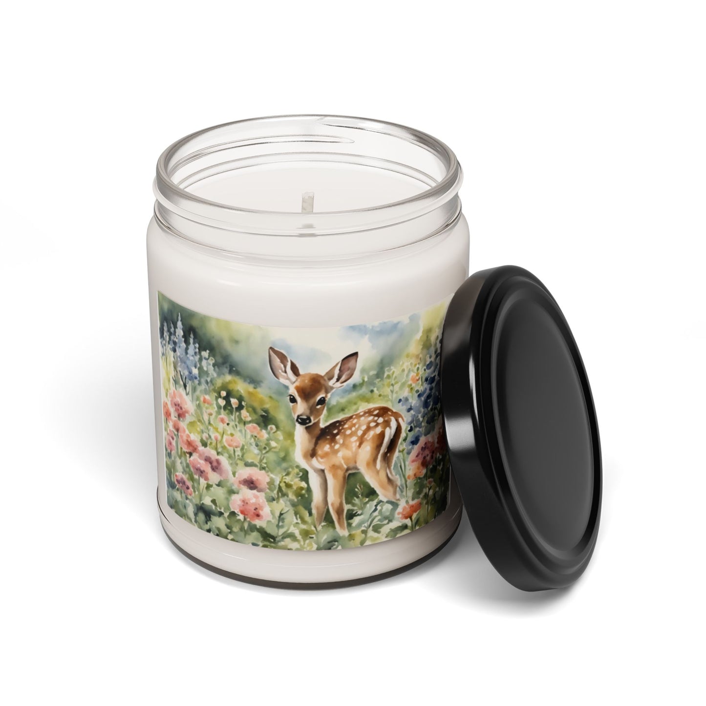 Watercolor Fawn, Spring, Easter, Gift, Scented Soy Candle, 9oz, Deer, Baby