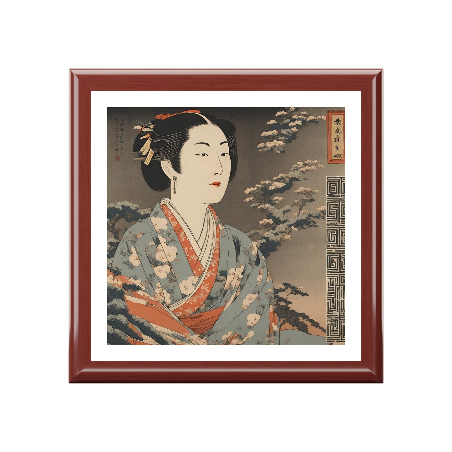 Cherry Blossom Sakura Japanese Print Jewelry Box