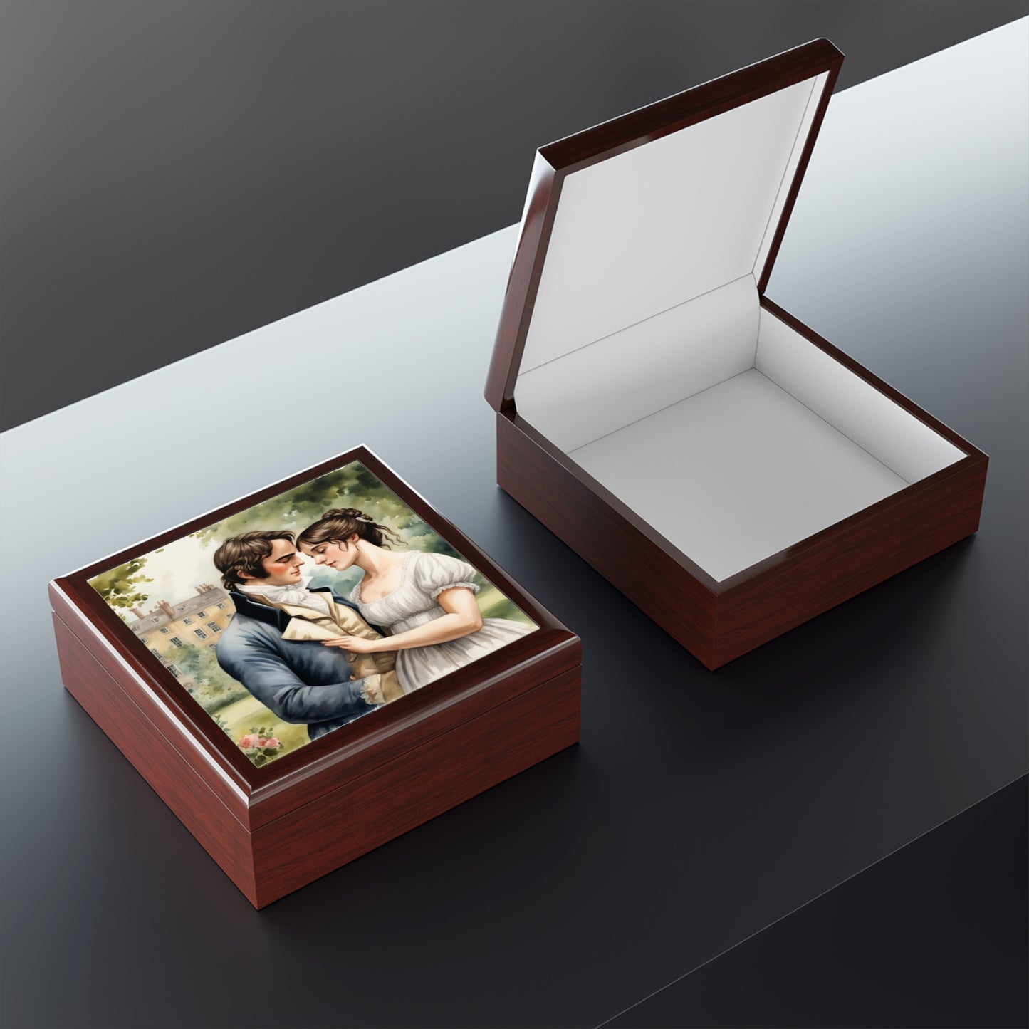 Elizabeth and Darcy, Jane Austen, Austenite, British, Bookworm, Gift, Library, Hostess, Jewelry Box