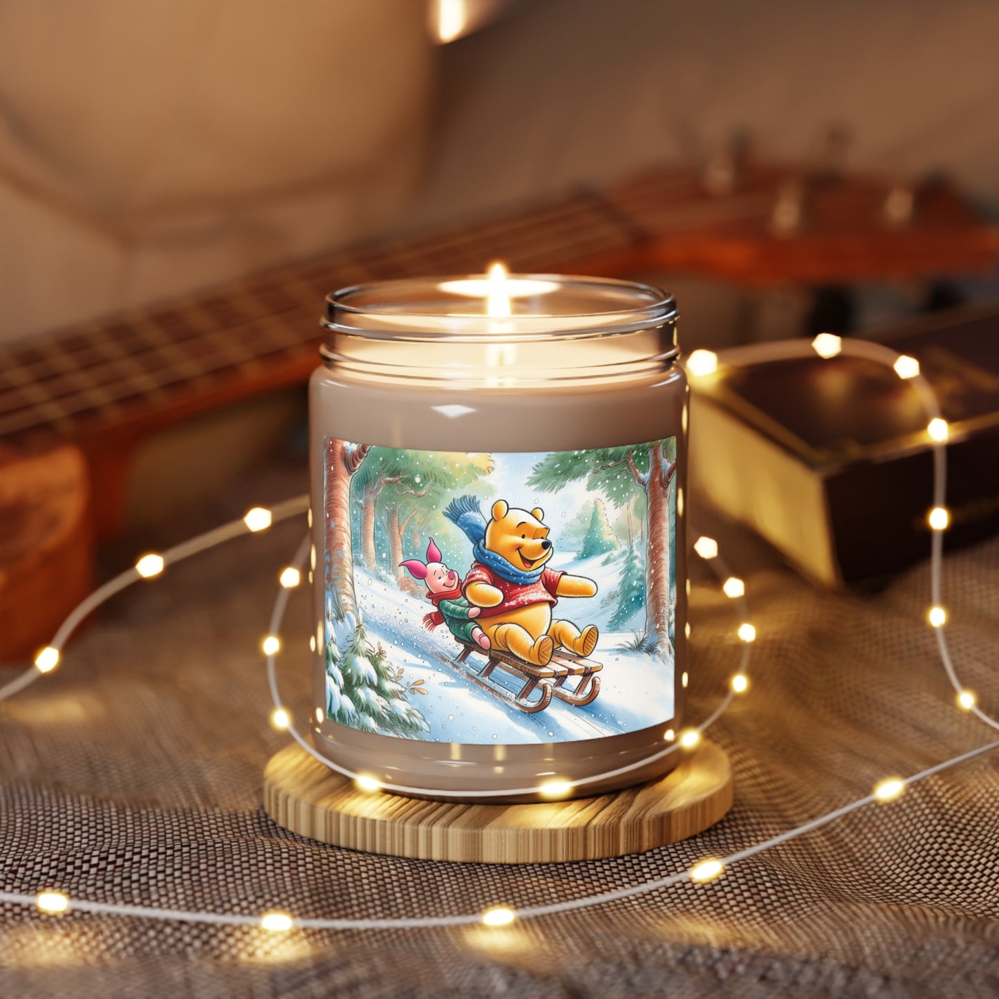 Winter Wonderland 9oz Scented Candle, Cozy Home Christmas Gift, Winnie the Pooh Piglet Candle, Magical Atmosphere, Holiday Candle, Festive