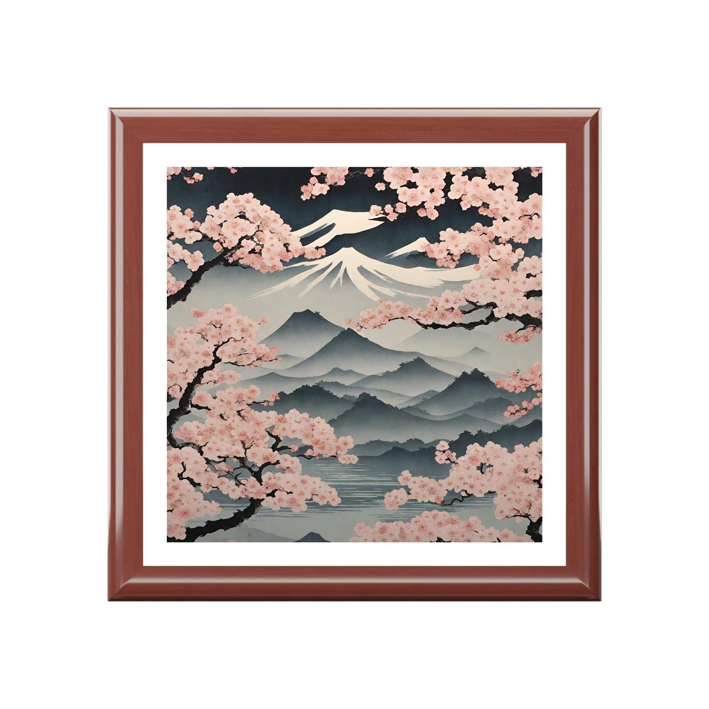 Cherry Blossom Japanese Sakura Landscape Print Jewelry Box