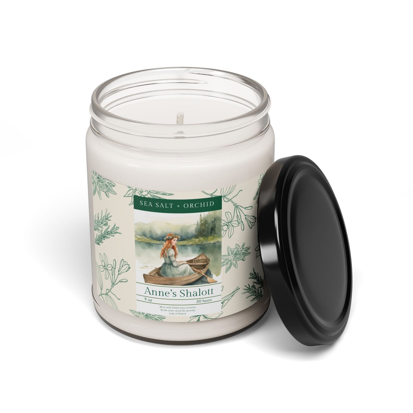 Anne of Green Gables, Lady of Shalott, Scented Soy Candle, 9oz, Lucy Maud Montgomery, Alfred Lord Tennyson, Literary Candle, Sea Salt Orchid