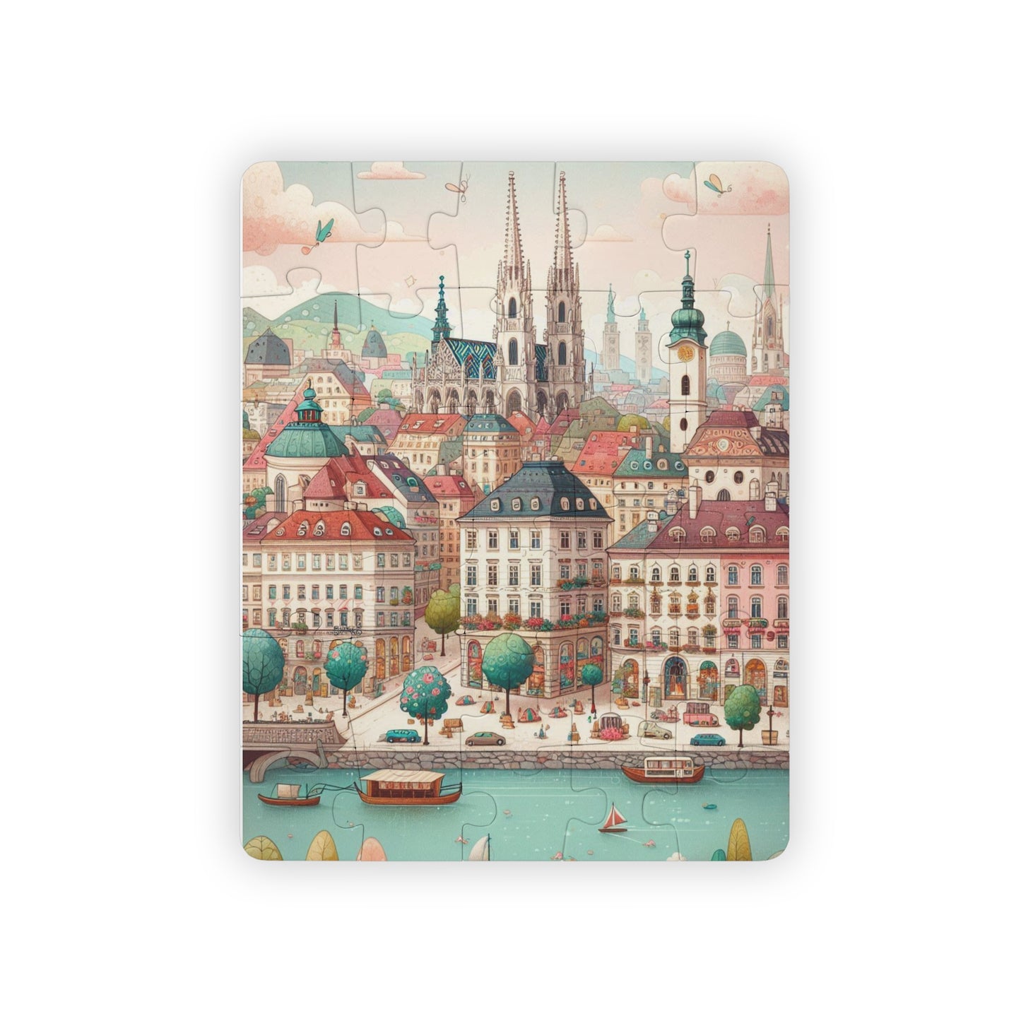 Austria Vienna, Enchanting Kids' Puzzle, 30-Piece Colorful Cityscape, Educational Fun, Geography Game , Family Game Night