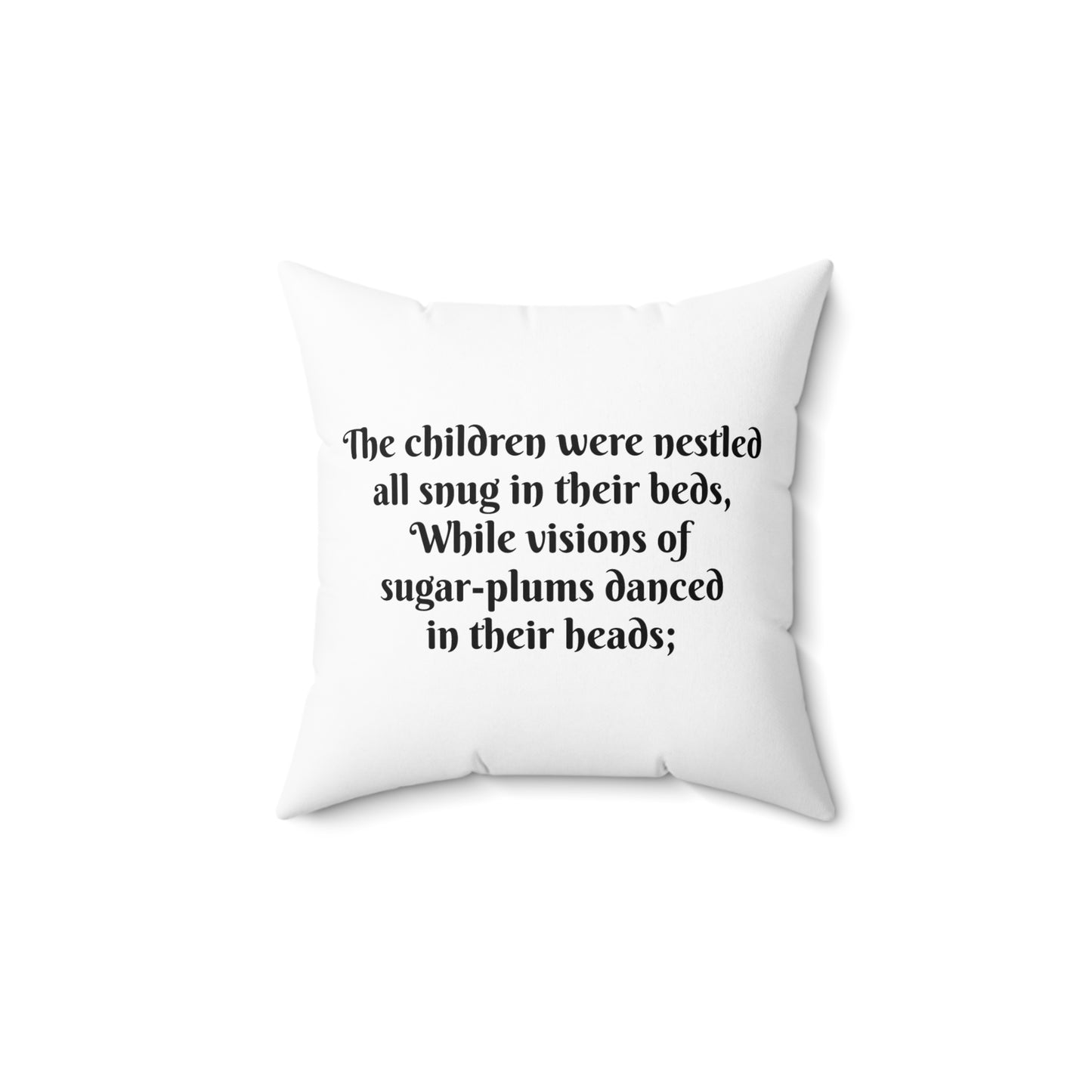 Christmas Square Pillow, Twas the Night Before Christmas Cushion, Holiday Decor, Children Snuggled, Xmas Gift, Festive Throw Pillow,