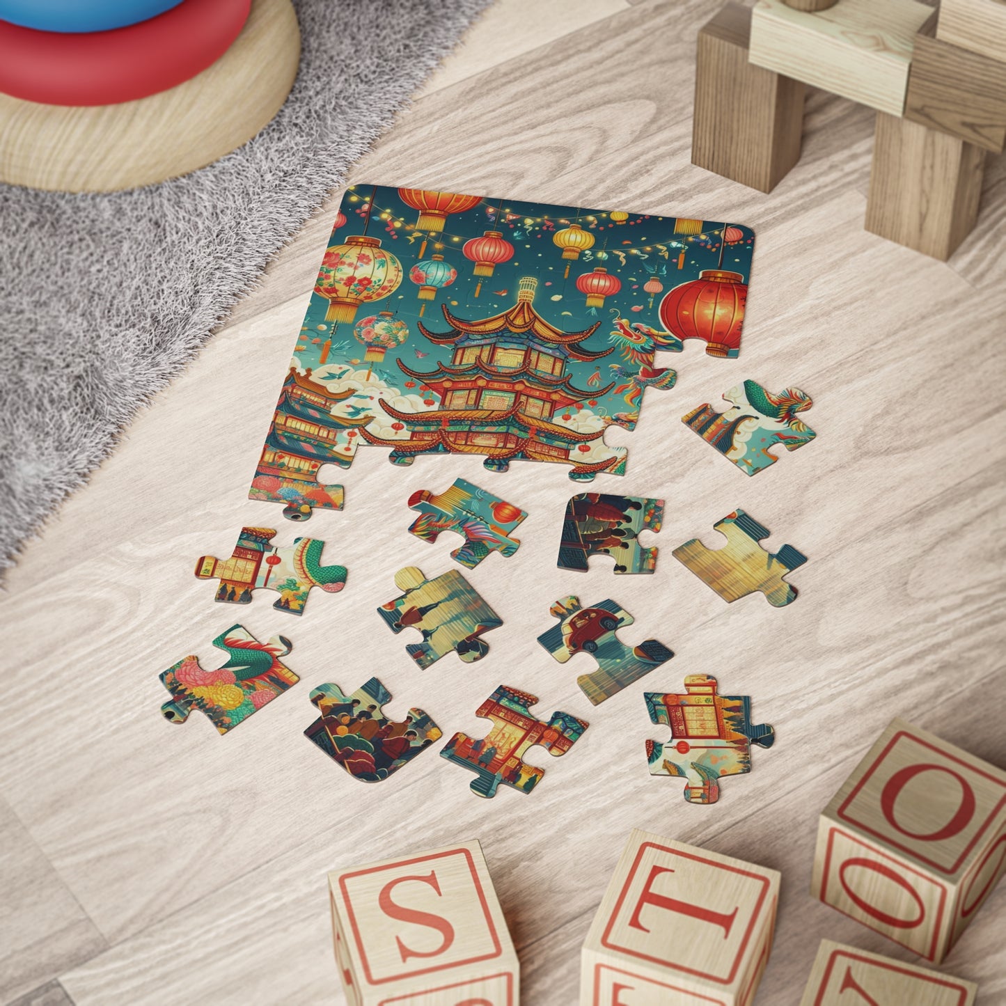 Chinese New Year Lantern Festival, Educational Gift, Game, Kids' Puzzle, 30-Piece