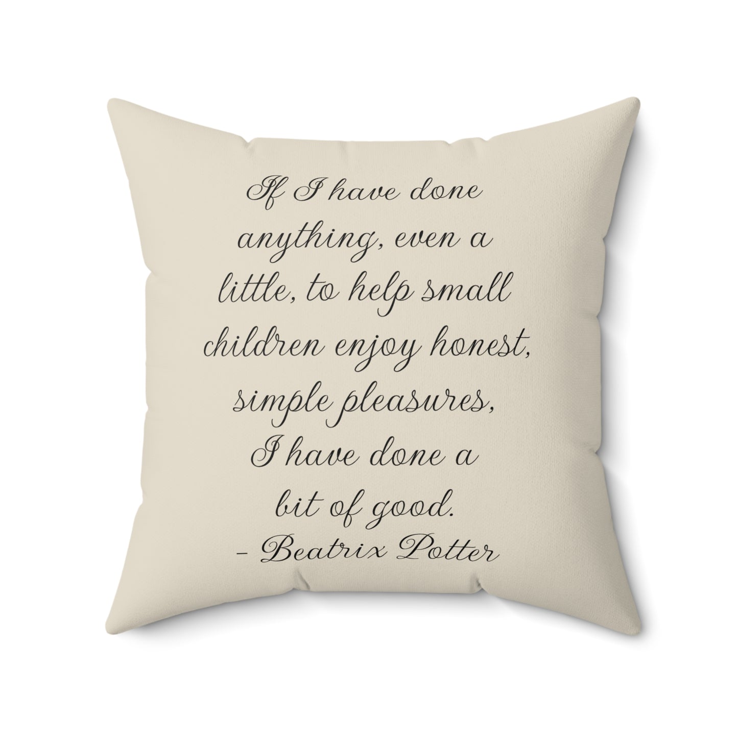 Whimsical Beatrix Potter Inspired Square Pillow - Cozy Home Decor, Child's Room Accent, Nursery Pillow, Literary Quote, Peter Rabbit, Spun
