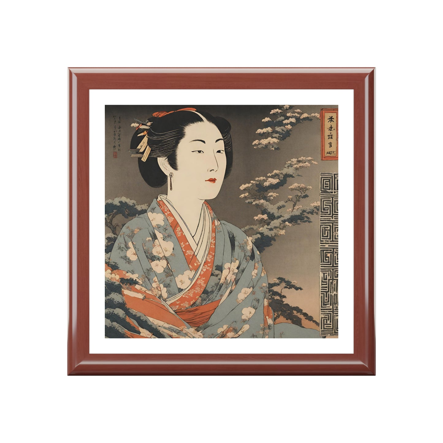 Cherry Blossom Sakura Japanese Print Jewelry Box