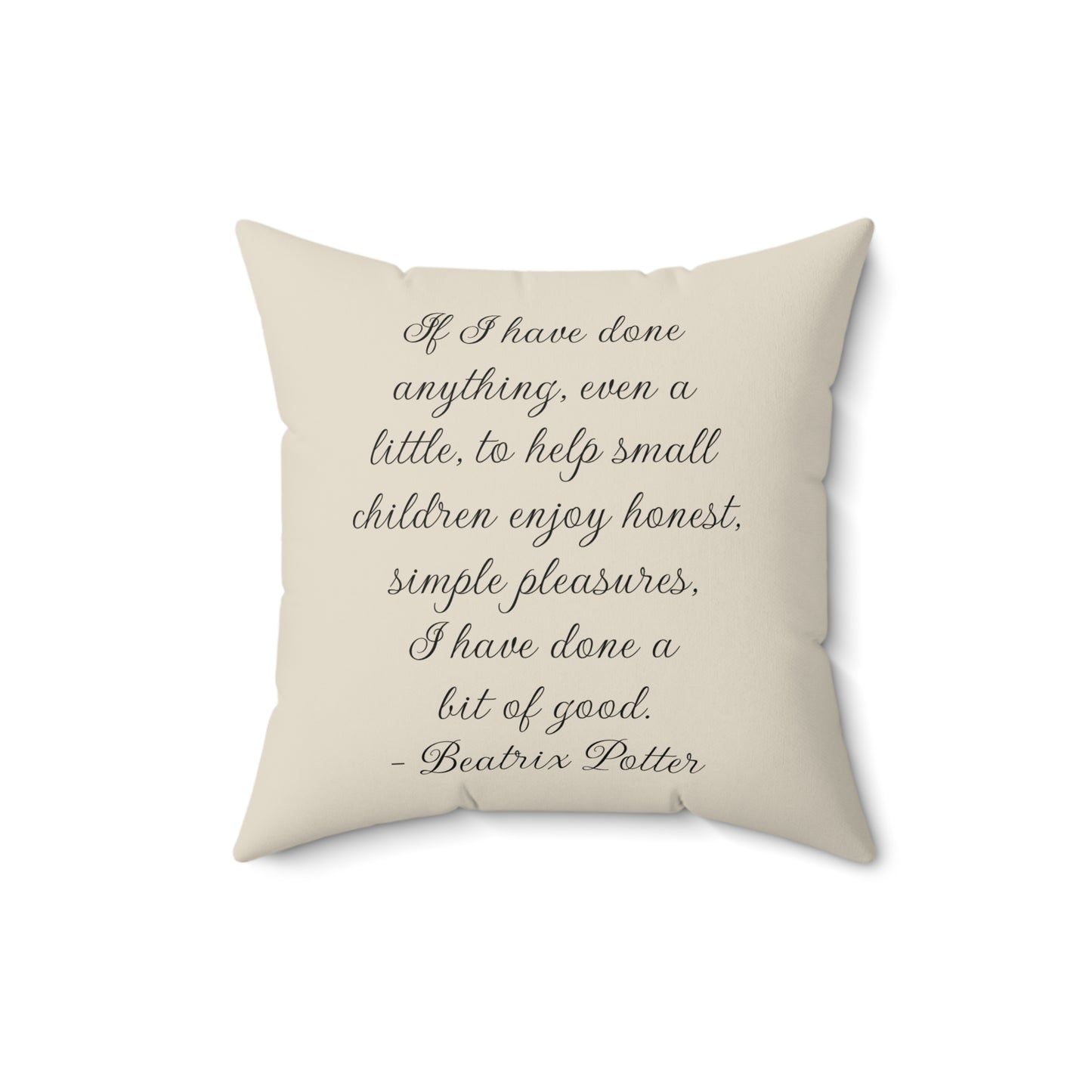 Whimsical Beatrix Potter Inspired Square Pillow - Cozy Home Decor, Child's Room Accent, Nursery Pillow, Literary Quote, Peter Rabbit, Spun