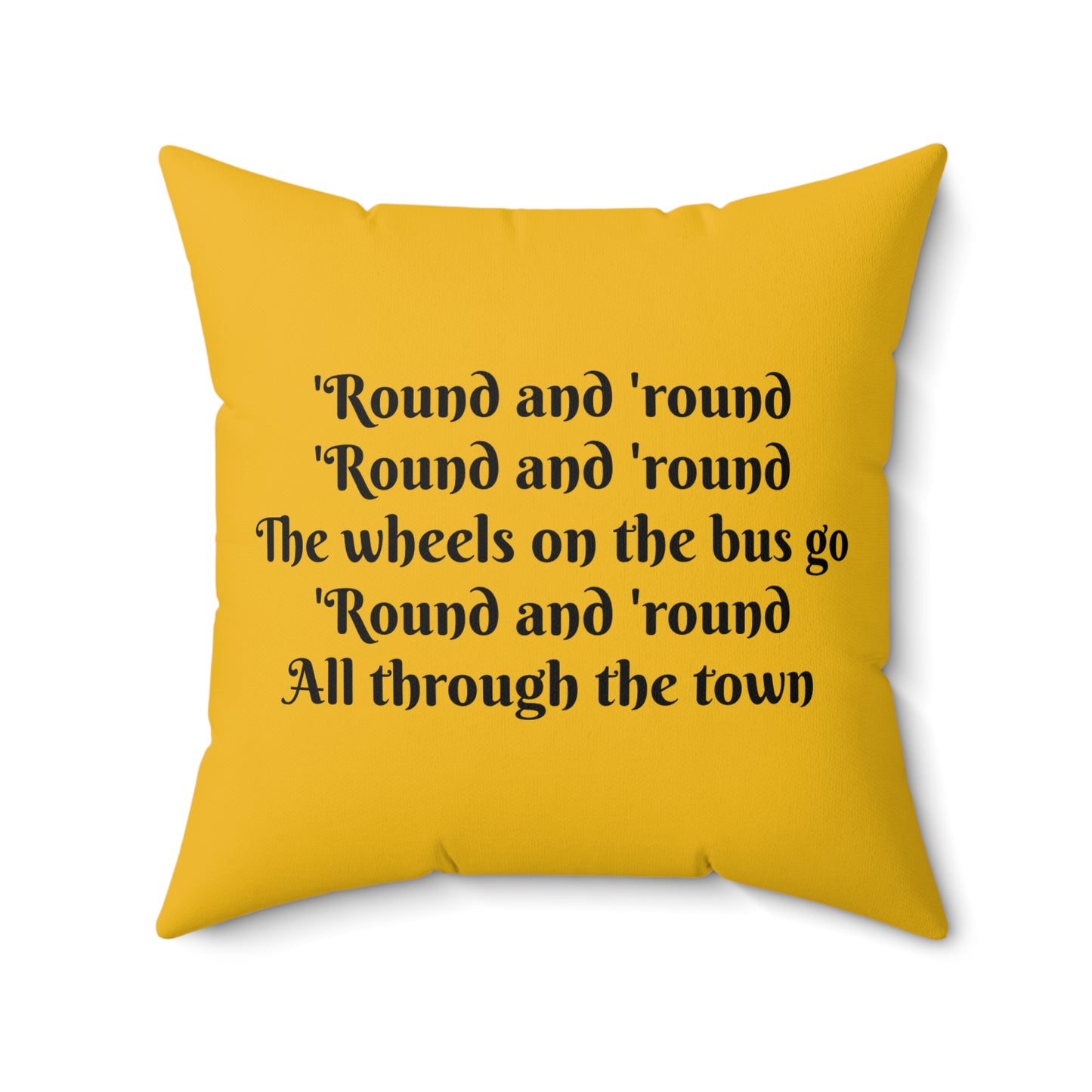 Wheels on the Bus Square Pillow - Nursery Song Cushion Bedding for Book Nook, Classroom Decor & Gift