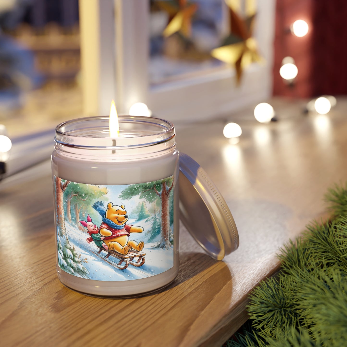 Winter Wonderland 9oz Scented Candle, Cozy Home Christmas Gift, Winnie the Pooh Piglet Candle, Magical Atmosphere, Holiday Candle, Festive