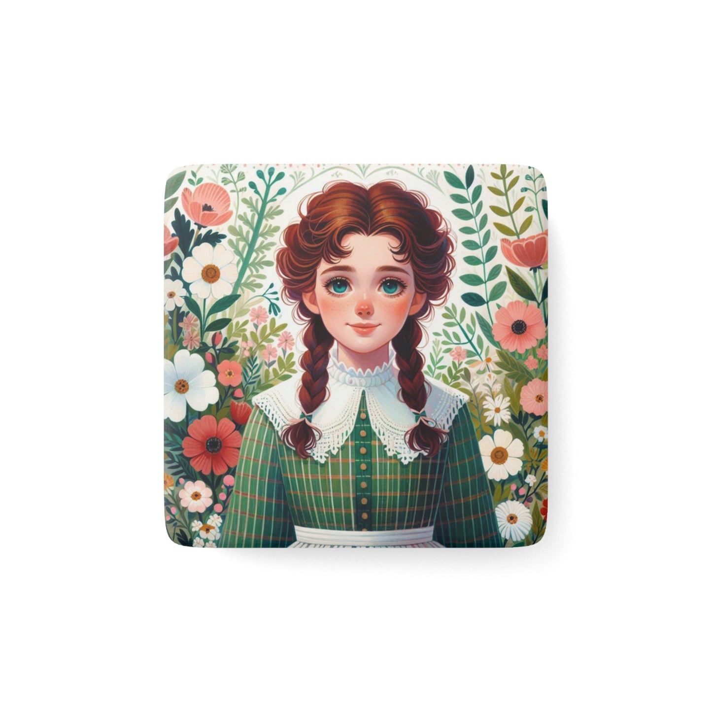 Anne of Green Gables, Lucy Maud Montgomery, Porcelain Magnet, Square