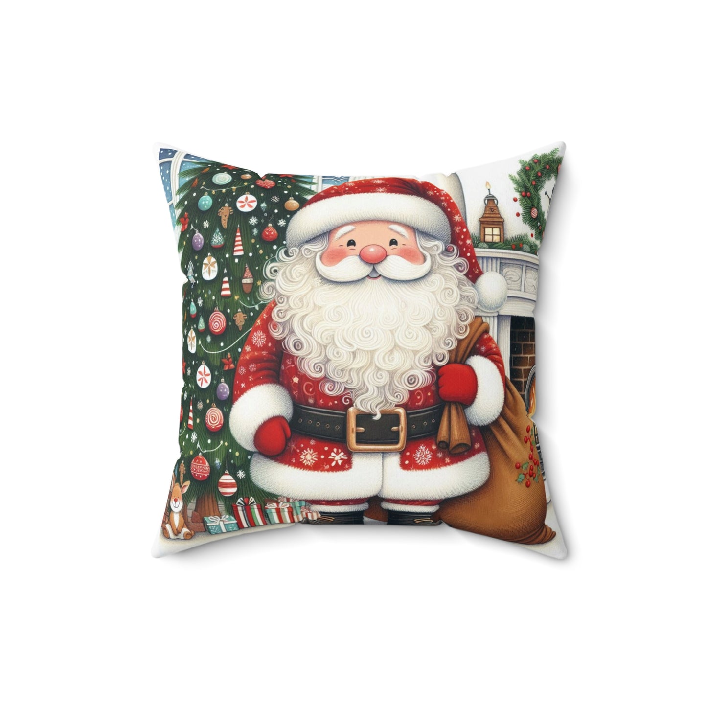 Santa Claus Holiday Decor Cushion - Square Pillow, St Nickolas Twas the Night Before Christmas, Festive Throw Pillow, Cushion Gift