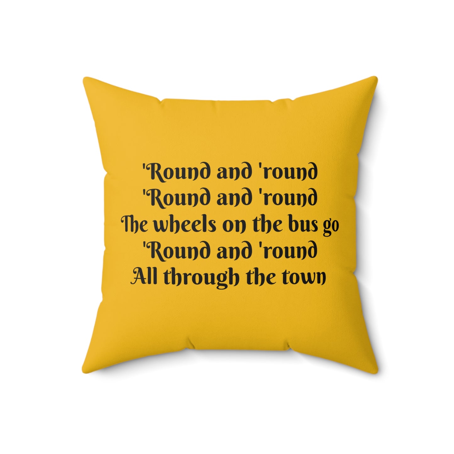 Wheels on the Bus Square Pillow - Nursery Song Cushion Bedding for Book Nook, Classroom Decor & Gift