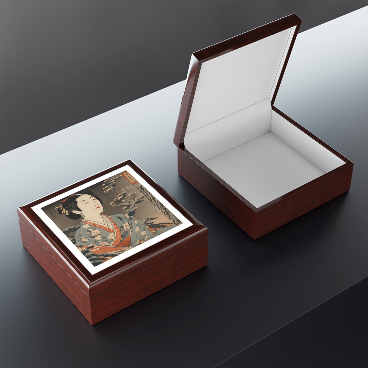 Cherry Blossom Sakura Japanese Print Jewelry Box
