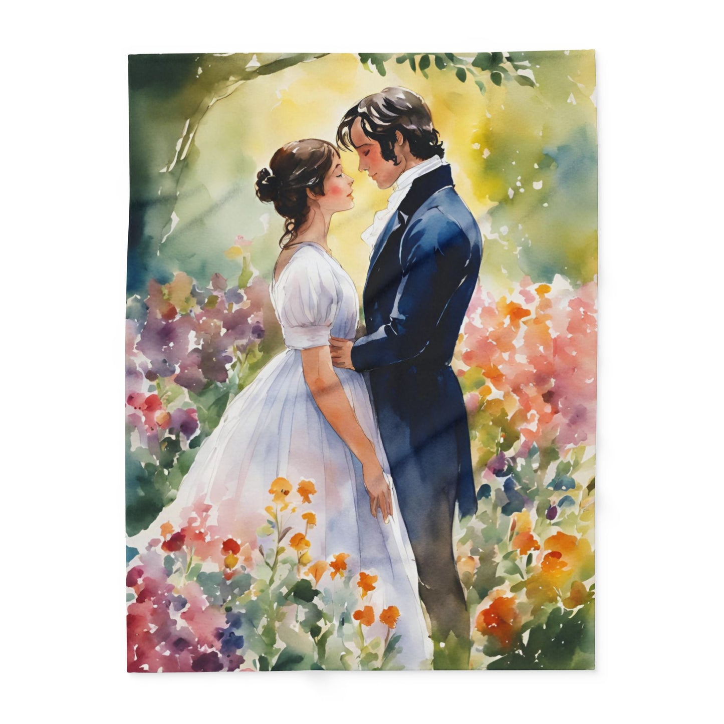 Fleece Blanket with Jane Austen Pride and Prejudice Regency Romantic Design, Cozy Home Décor, Wedding Gift