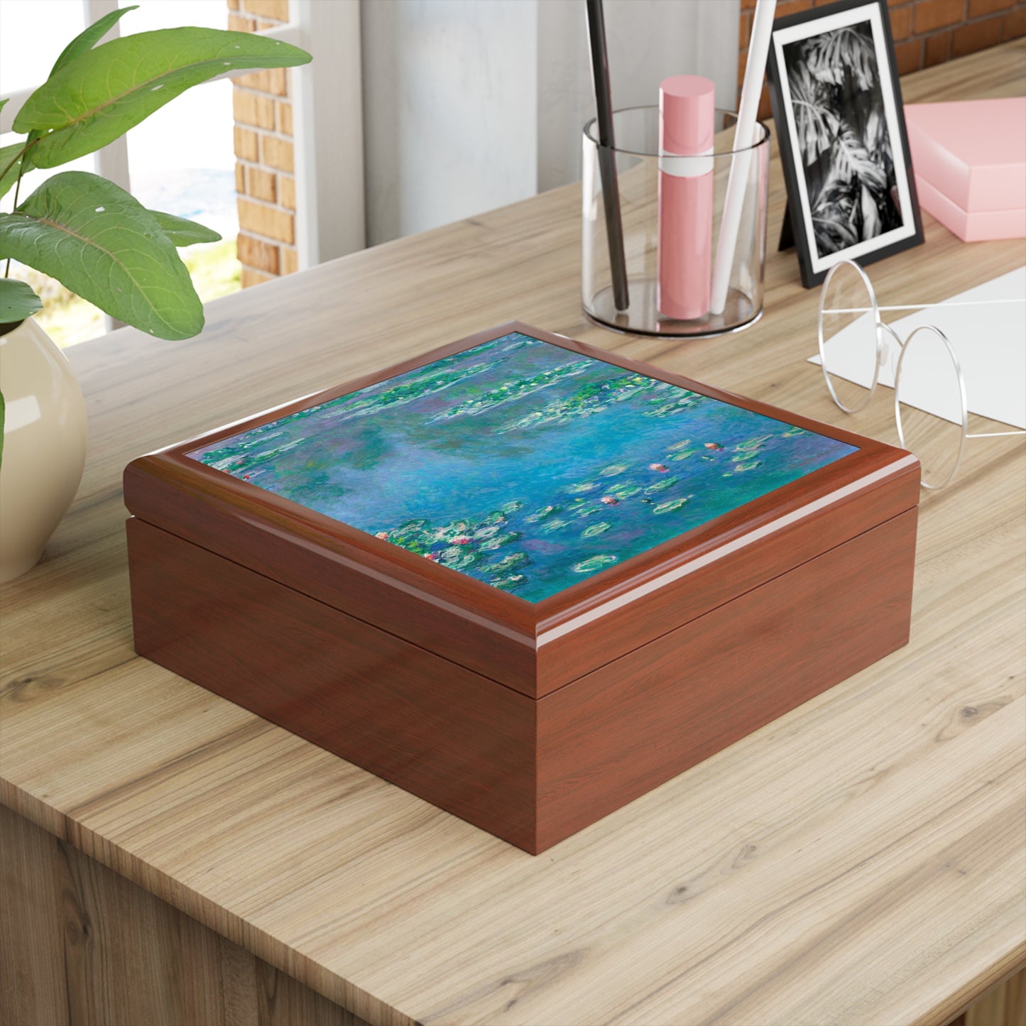 Claude Monet, Waterlily Garden, Waterlilies, Art, Gift, Impressionist, Jewelry Box