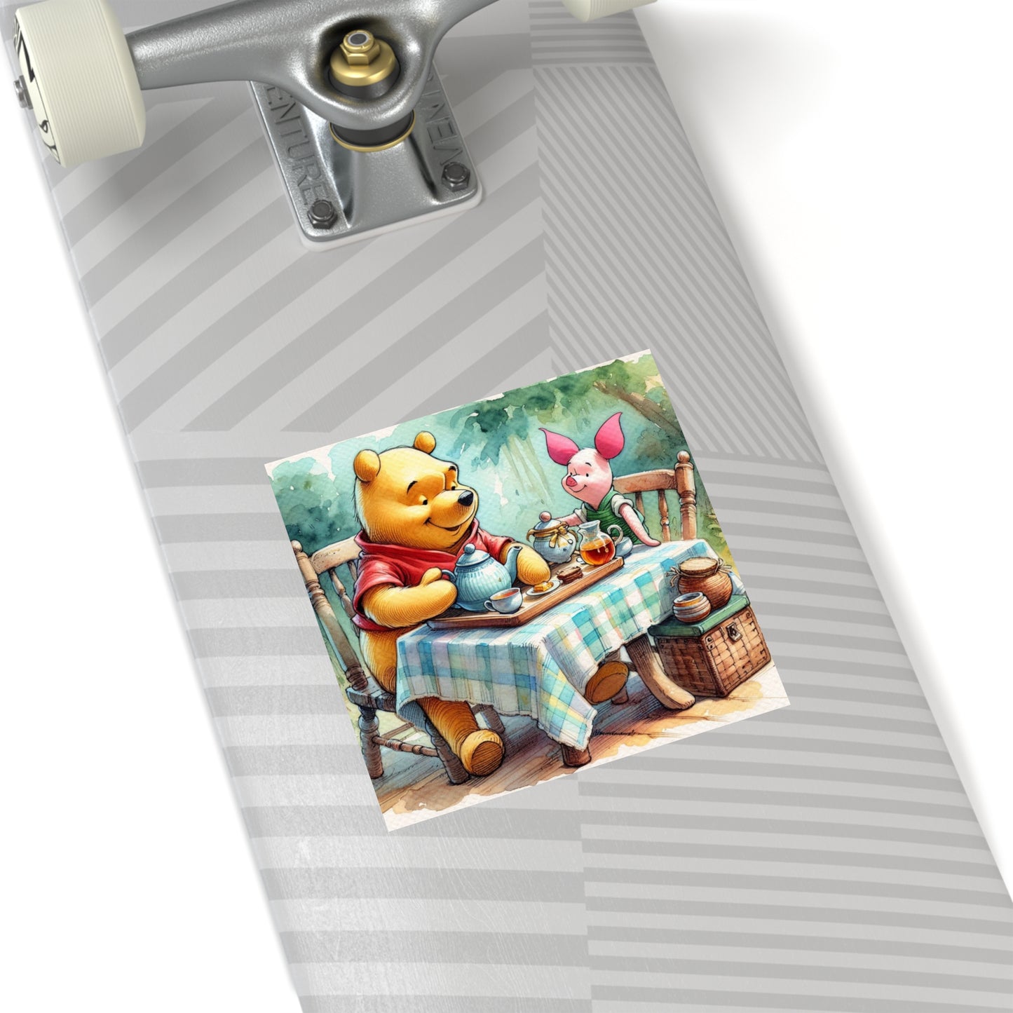 Whimsical Winnie the Pooh Bear and Piglet Square Stickers, Cute Party Favors, Nursery Decor, Kids' Gifts, Tea Party, Indoor/Outdoor