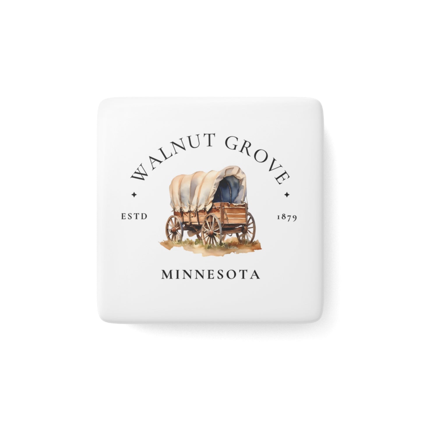 Walnut Grove, Laura Ingalls Wilder, Literary Porcelain Magnet, Square