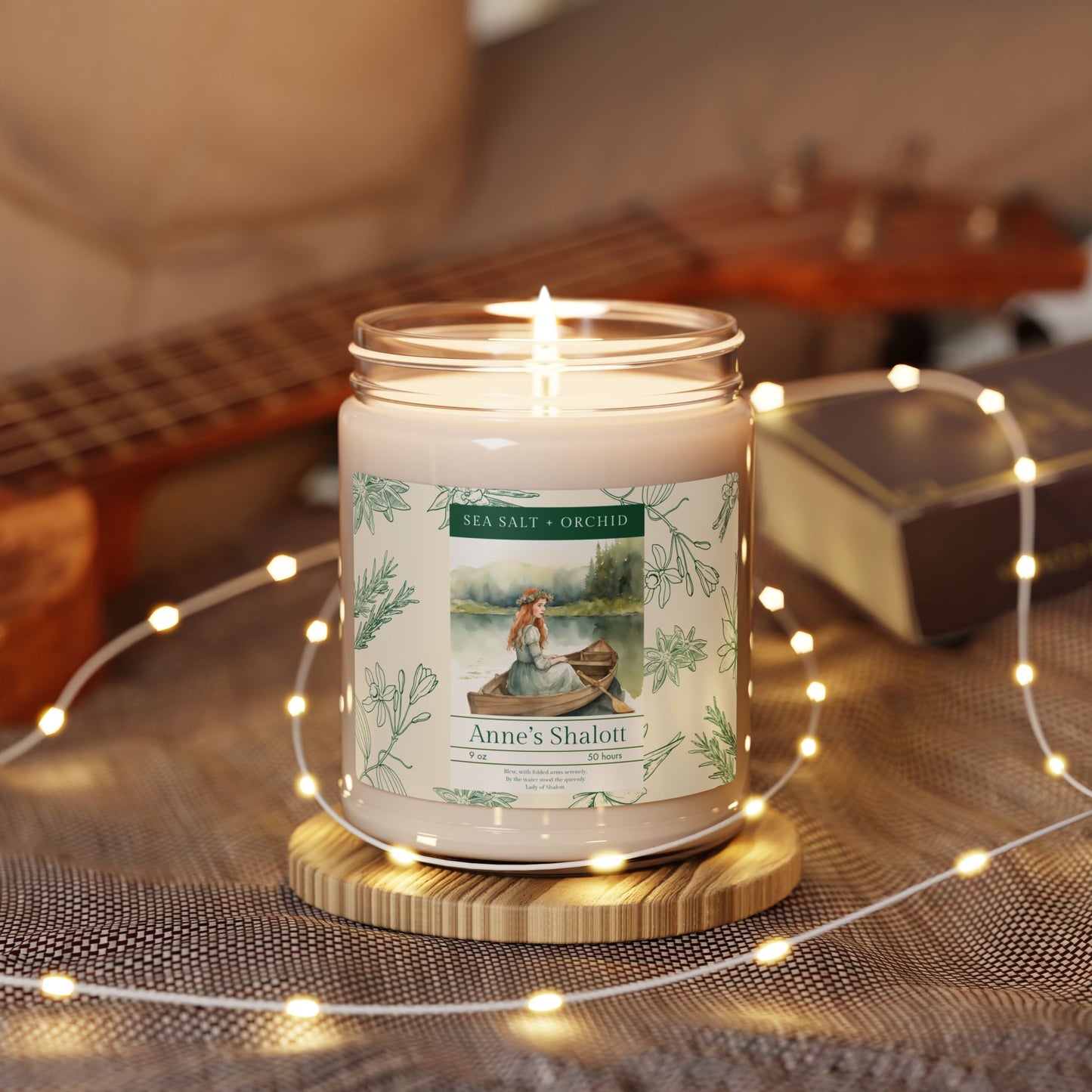Anne of Green Gables, Lady of Shalott, Scented Soy Candle, 9oz, Lucy Maud Montgomery, Alfred Lord Tennyson, Literary Candle, Sea Salt Orchid