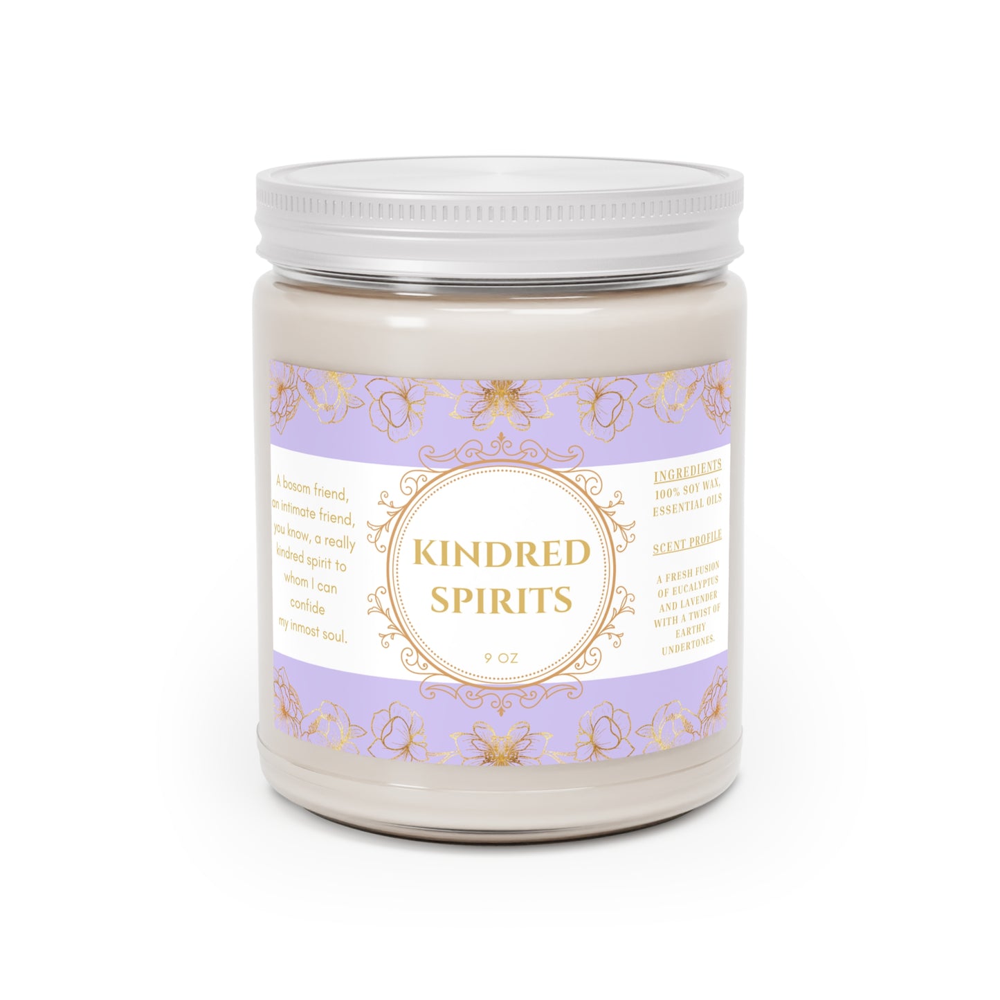 Anne of Green Gables, Kindred Spirits, Scented Candles, 9oz, Gift, Eucalyptus Lavender Herb Scent