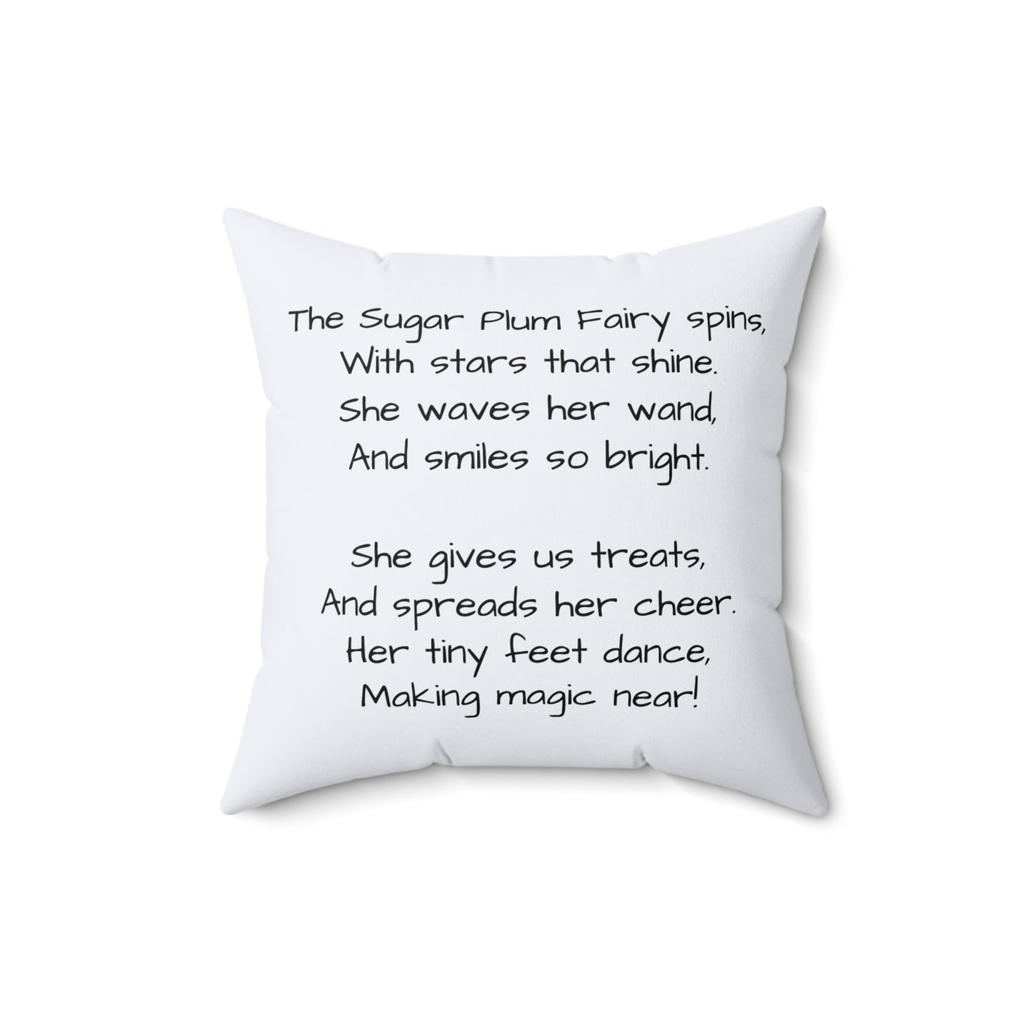 Christmas Nutcracker Ballet Sugar Plum Fairy Poem Decor Square Pillow, Holiday Cushion, Festive Home Accent, Pillow Cover, Cushion