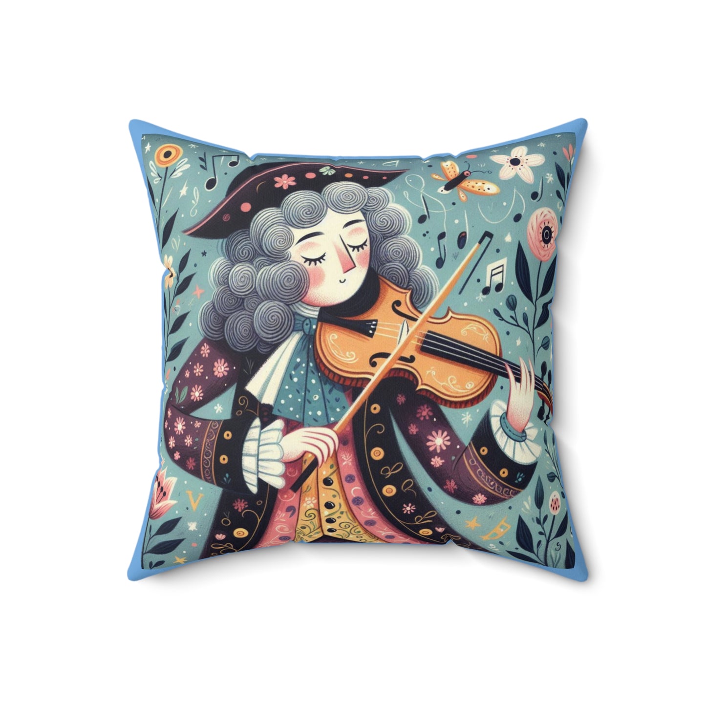Vivaldi Violin Music Library Square Pillow, Classical Music Home Decor, Teacher Gift, Kids Room Decoration, Gift for Music Lover, Classroom