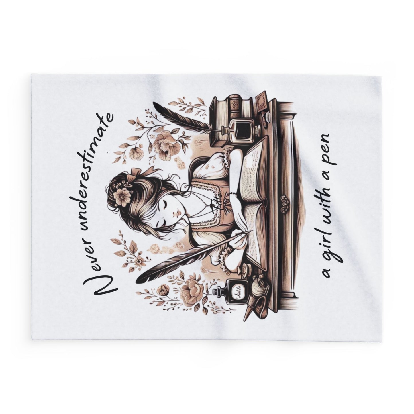 Arctic Fleece Blanket, Writer Gift, Author Throw, Motivational Home Decor, Book Lover Gift, Never Underestimate a Girl