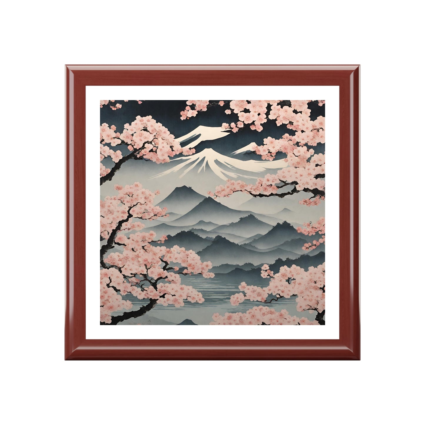 Cherry Blossom Japanese Sakura Landscape Print Jewelry Box