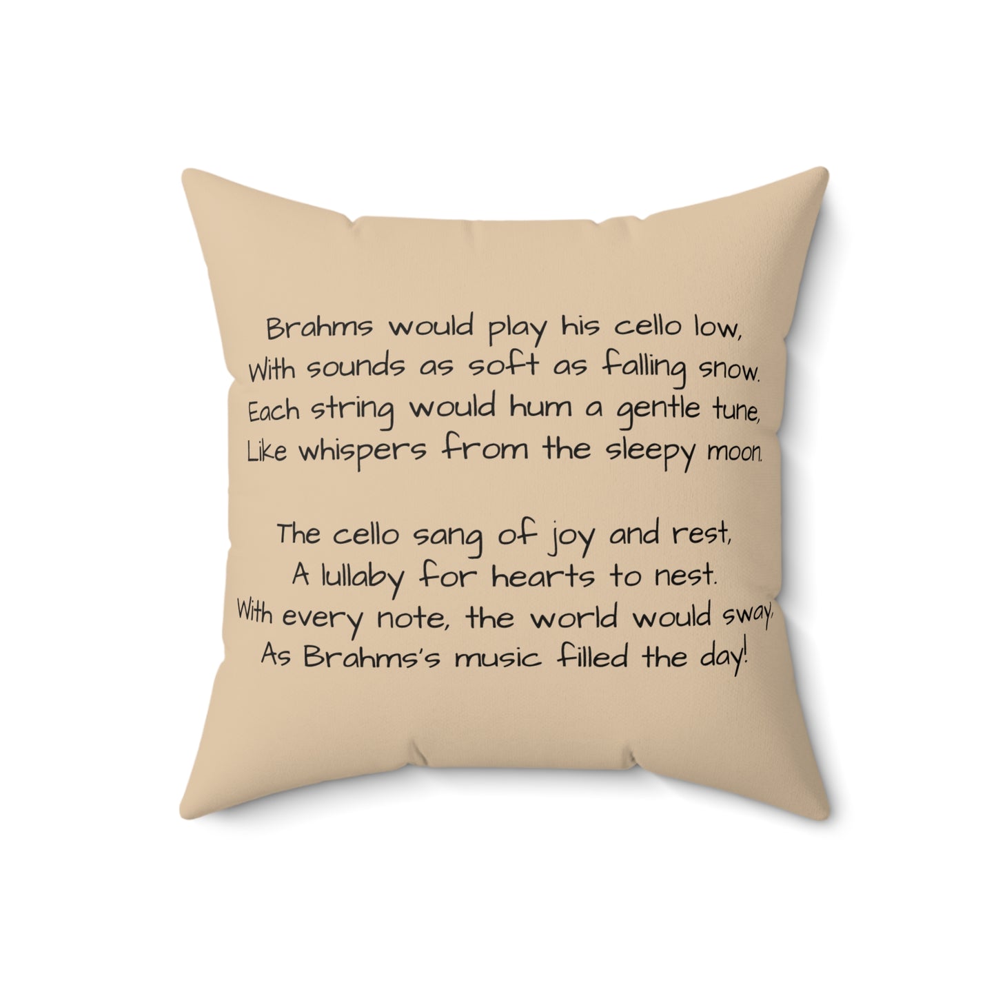 Brahms Cello Music Library Square Pillow - Classical Music Home Decor, Teacher Gift, Kids Room Decoration, Gift for Music Lover, Classroom.