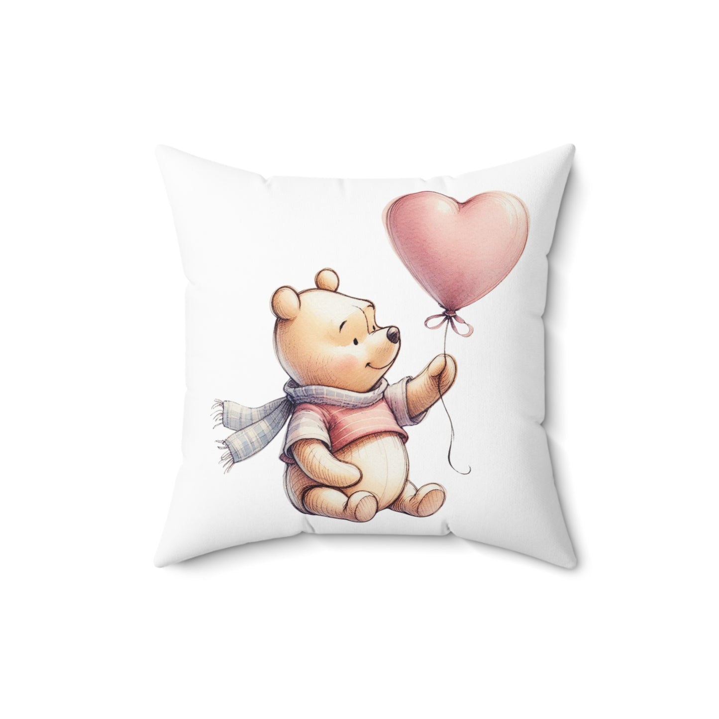 Winnie the Pooh Square Pillow, AA Milne Home Decor Gift, Valentine Love Cushion, Spun Polyester Bed Pillow, Book Lover Pillow