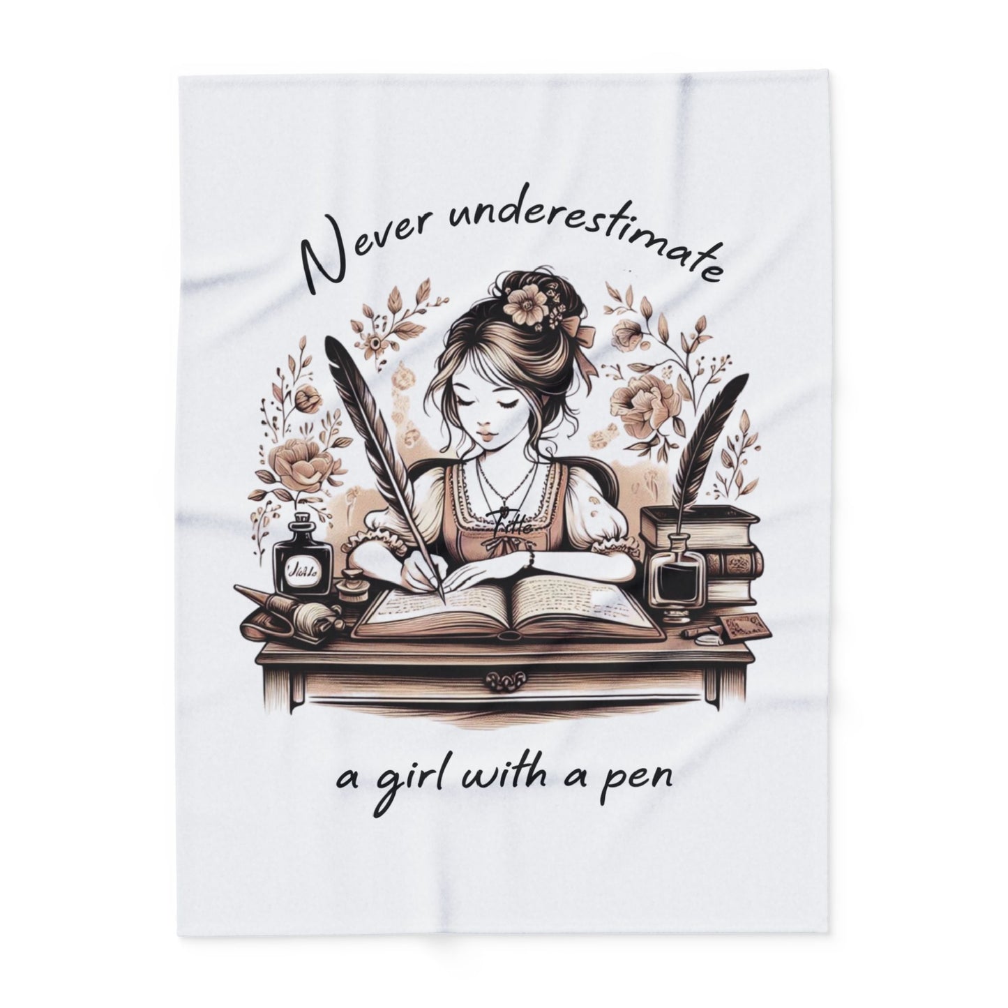 Arctic Fleece Blanket, Writer Gift, Author Throw, Motivational Home Decor, Book Lover Gift, Never Underestimate a Girl