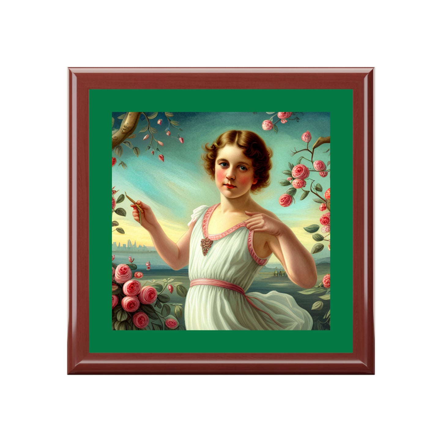 Victorian Cupid Valentine's Day, Floral, Roses, Jewelry Box