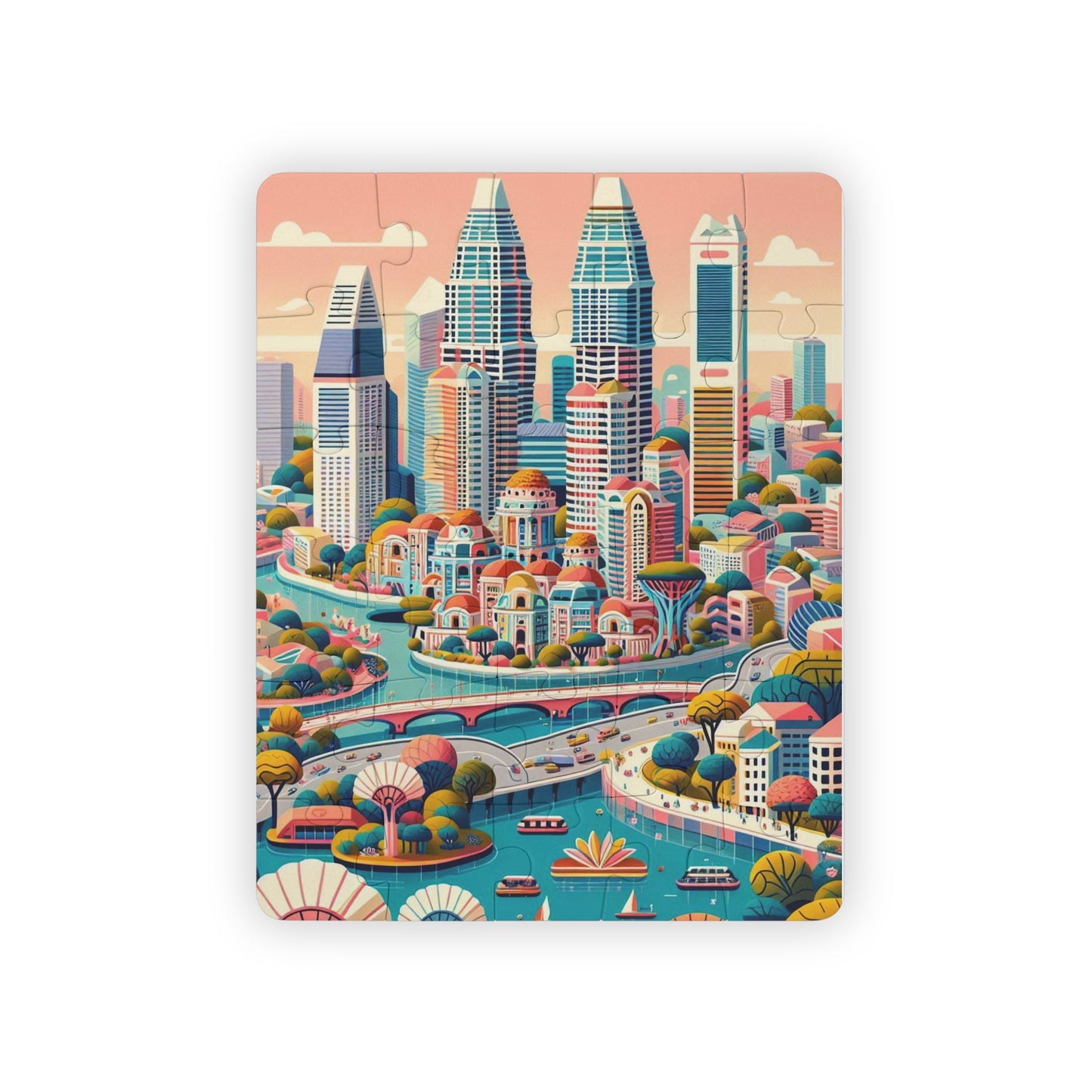 Singapore, Asia, Educational Game, Classroom Geography Gift, Kids Puzzle, 30-Piece
