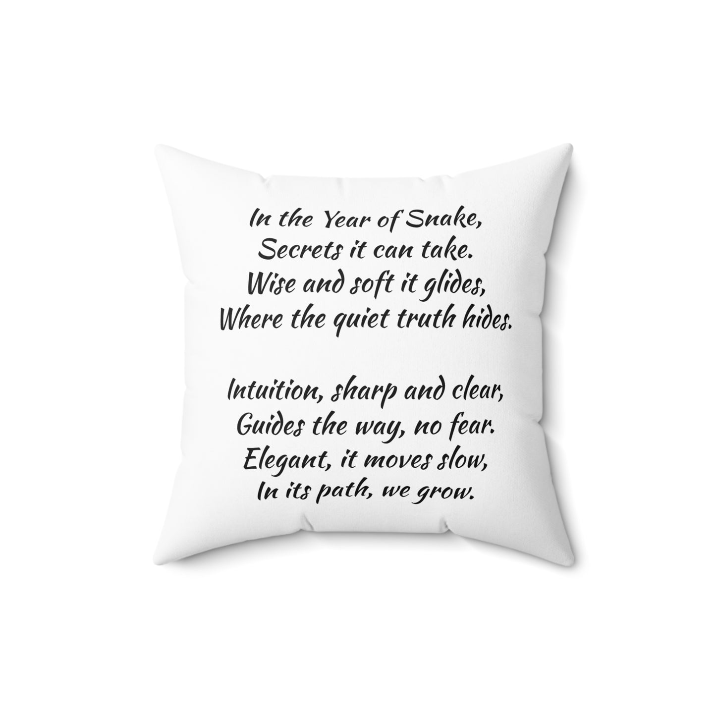 Chinese Zodiac Year Snake Spun Polyester Square Pillow - Asian Lunar New Year Gift, Decorative Cushion, Home Accent, Zodiac Animal Throw