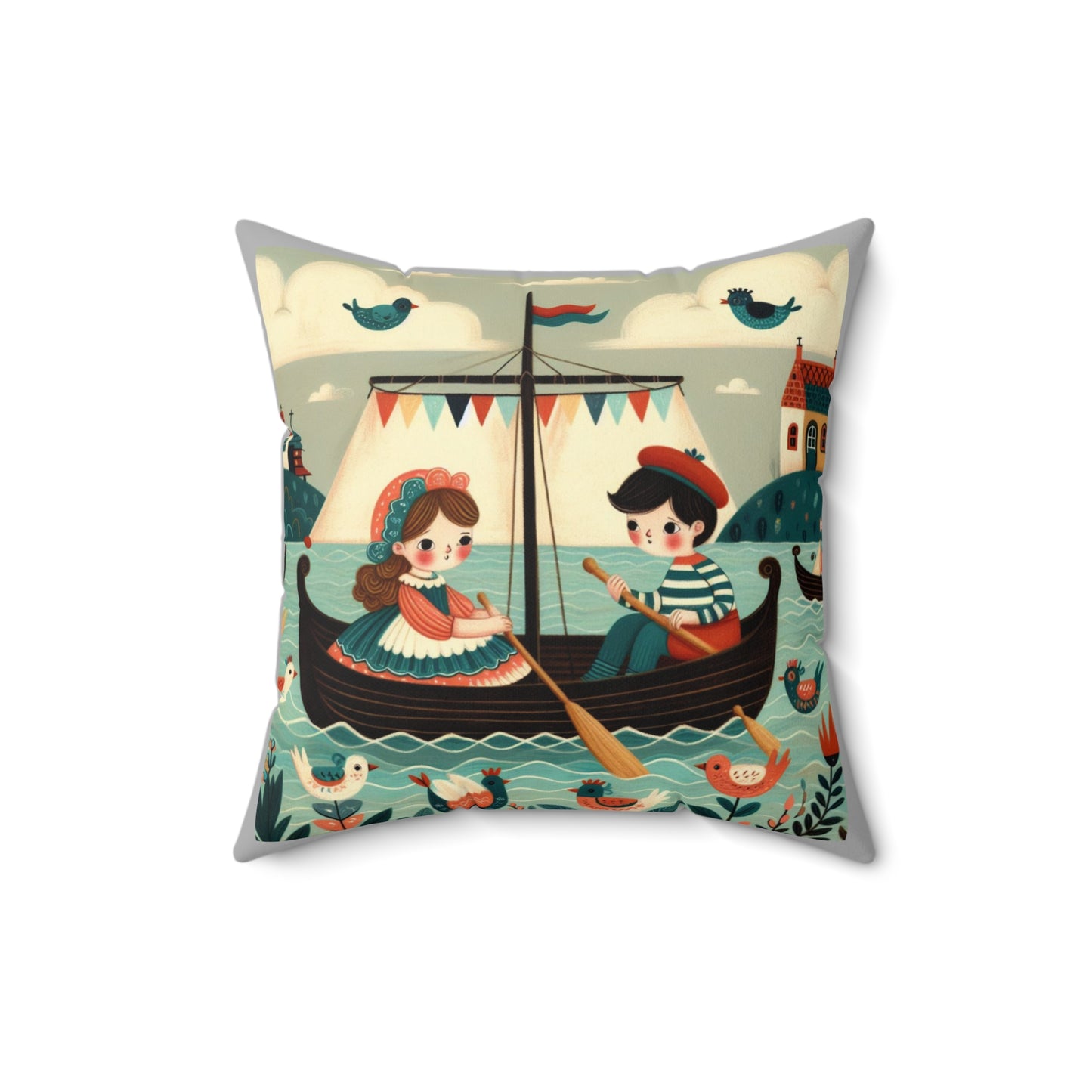 Spanish, Latino, Row Row Your Boat, Square Pillow, Nursery Rhyme, Library, Book Nook, Reading Corner, Educational, Gift