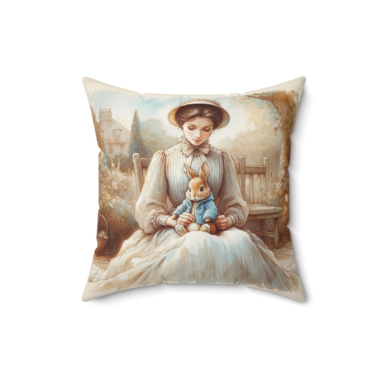 Whimsical Beatrix Potter Inspired Square Pillow - Cozy Home Decor, Child's Room Accent, Nursery Pillow, Literary Quote, Peter Rabbit, Spun
