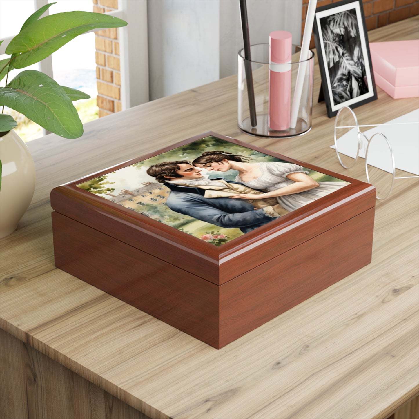 Elizabeth and Darcy, Jane Austen, Austenite, British, Bookworm, Gift, Library, Hostess, Jewelry Box
