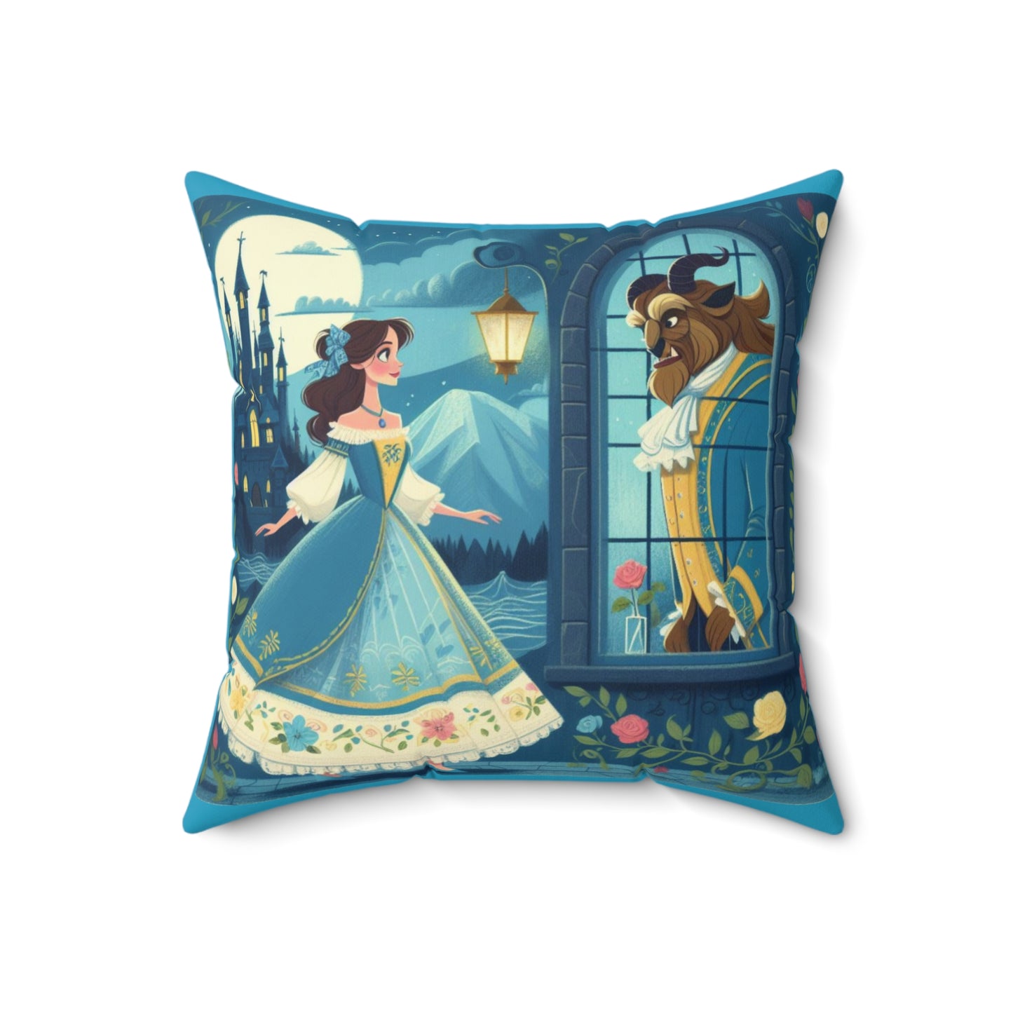 Beauty and the Beast, Square Pillow, Literary Pillow, Library, Book Nook, Reading Corner, Classroom, Teacher, Gift, Fairytale