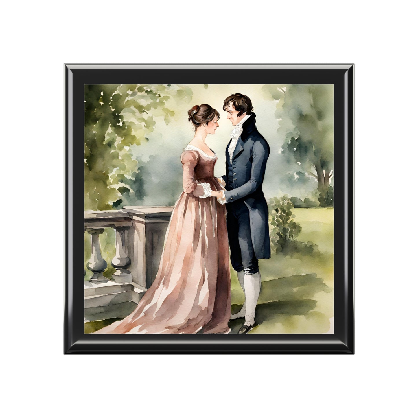 Jane Austen, Austenite, Pride and Prejudice, Darcy and Elizabeth, Regency, Watercolor, Gift, Book, Museum, Jewelry Box