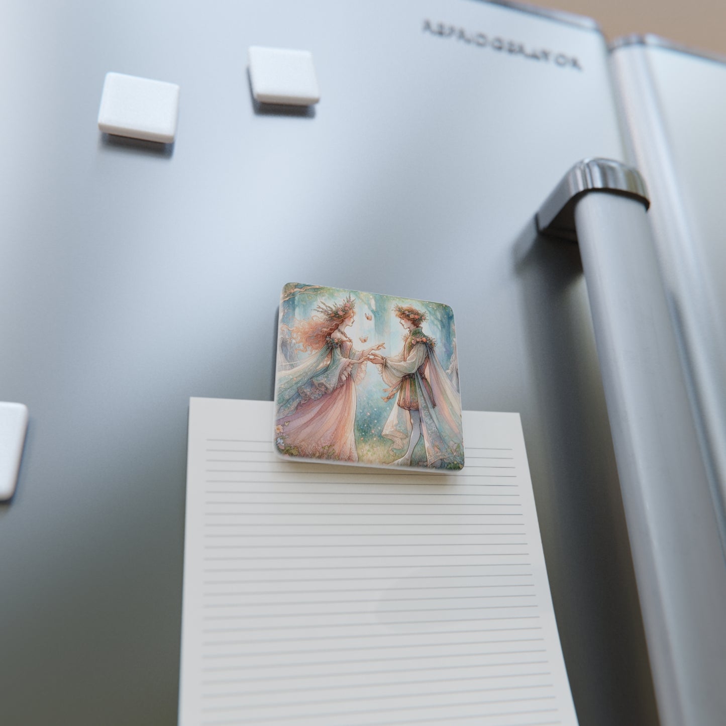 Square Porcelain Magnet, Midsummers Night Dream Fairy Soulmates Shakespeare Gift, Magical Home Decor, Fantasy Art Magnet