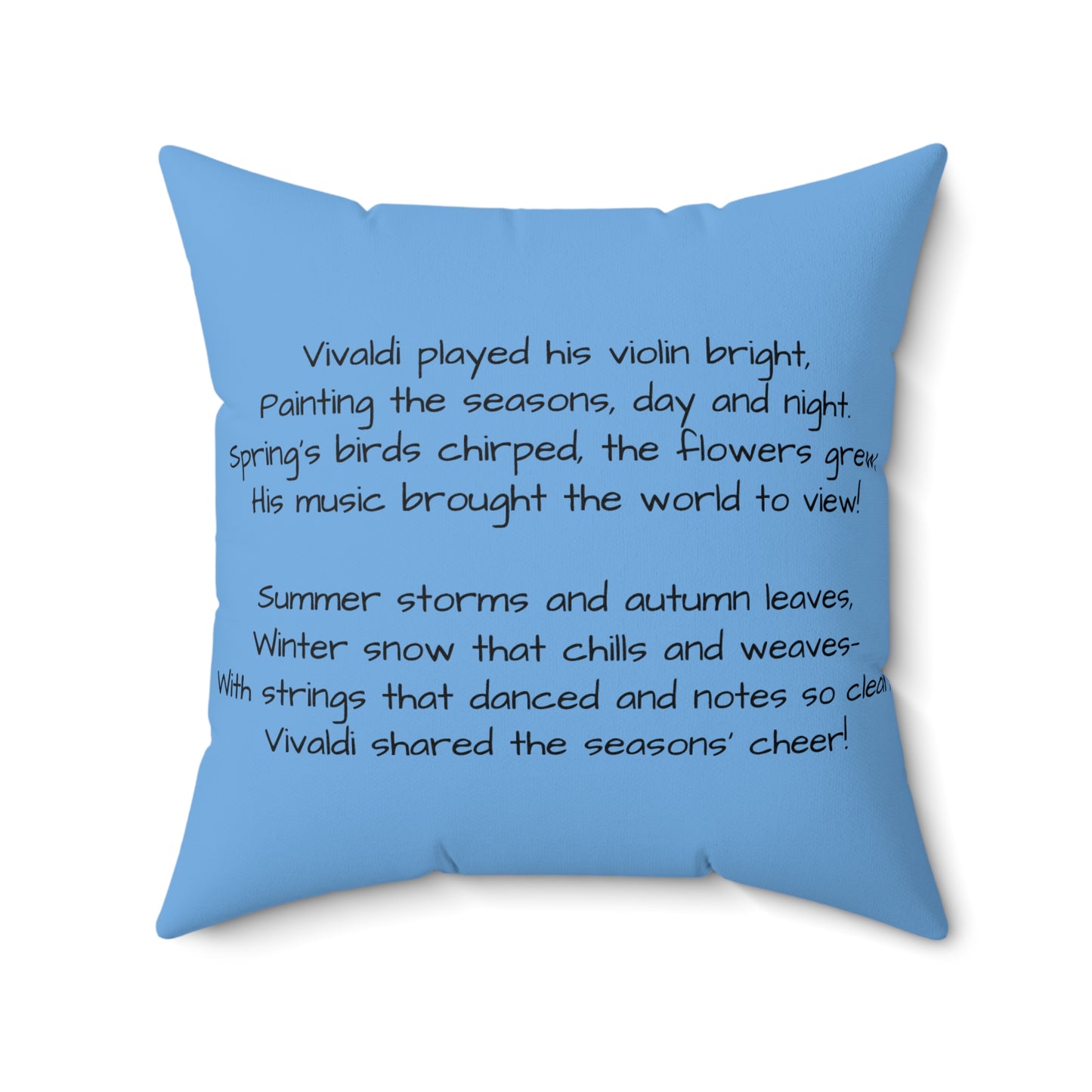 Vivaldi Violin Music Library Square Pillow, Classical Music Home Decor, Teacher Gift, Kids Room Decoration, Gift for Music Lover, Classroom
