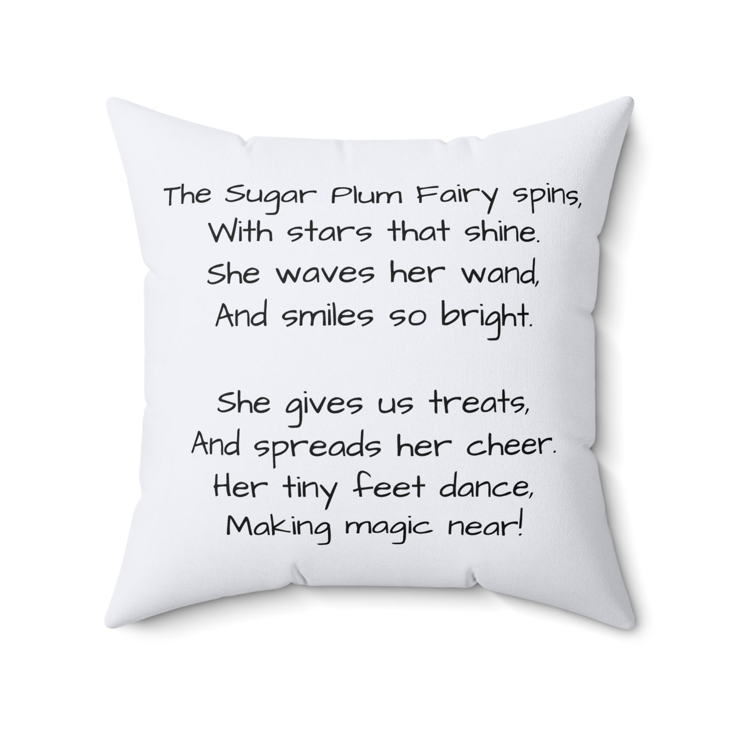 Christmas Nutcracker Ballet Sugar Plum Fairy Poem Decor Square Pillow, Holiday Cushion, Festive Home Accent, Pillow Cover, Cushion