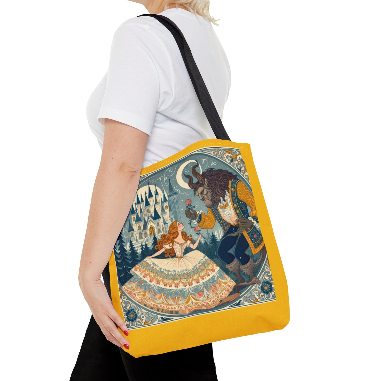 Beauty and the Beast, Fairy Tale, Tote Bag, Book Bag, Library Bag, Gift