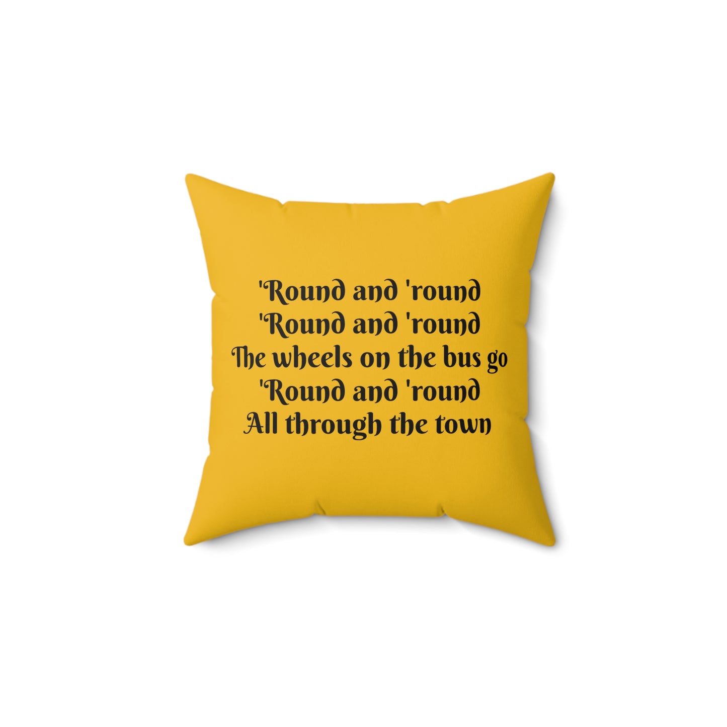 Wheels on the Bus Square Pillow - Nursery Song Cushion Bedding for Book Nook, Classroom Decor & Gift