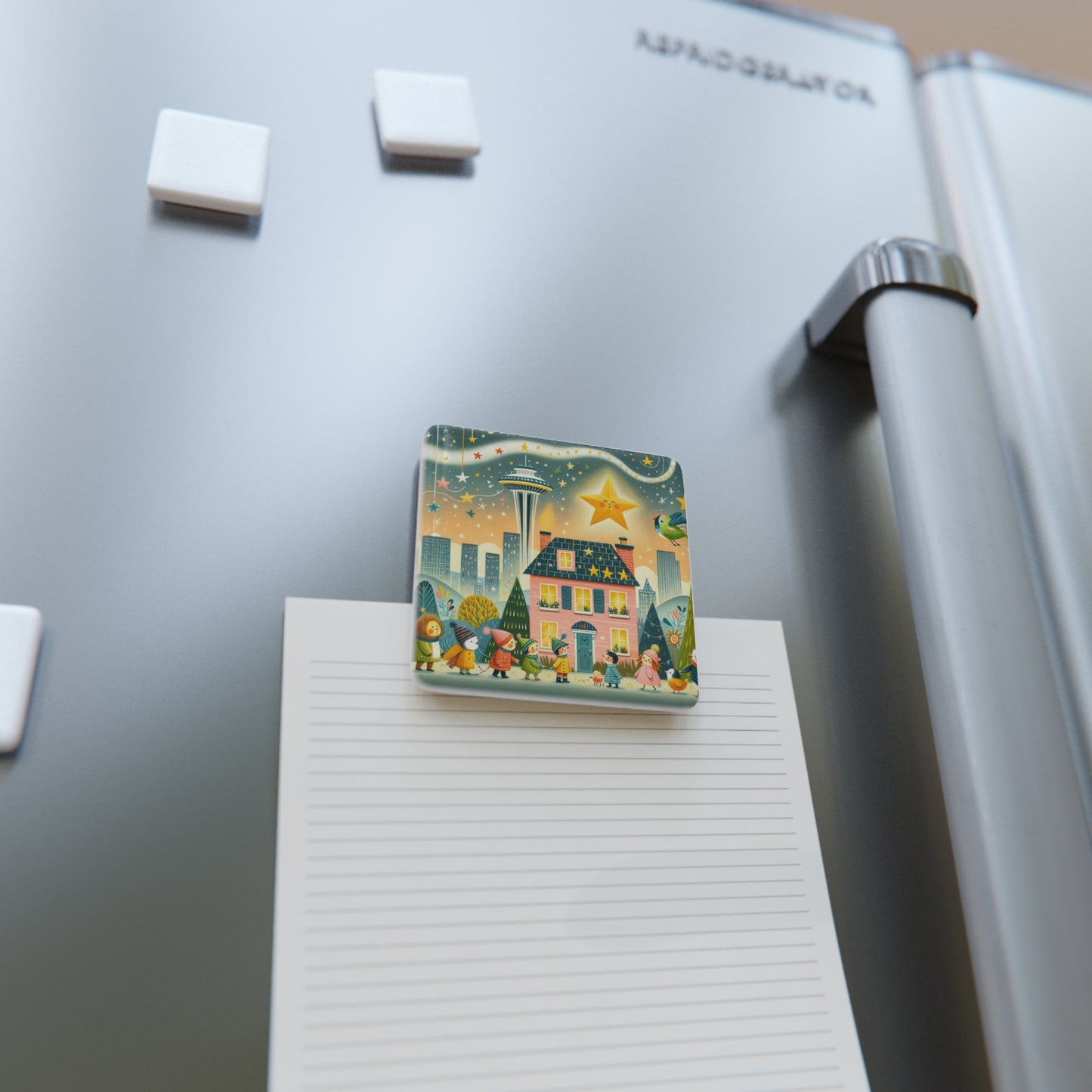 Seattle, Washington, Twinkle Twinkle Little Star, Nursery Rhyme, Space Needle, Souvenir, Gift, Porcelain, Magnet, Square, Gift