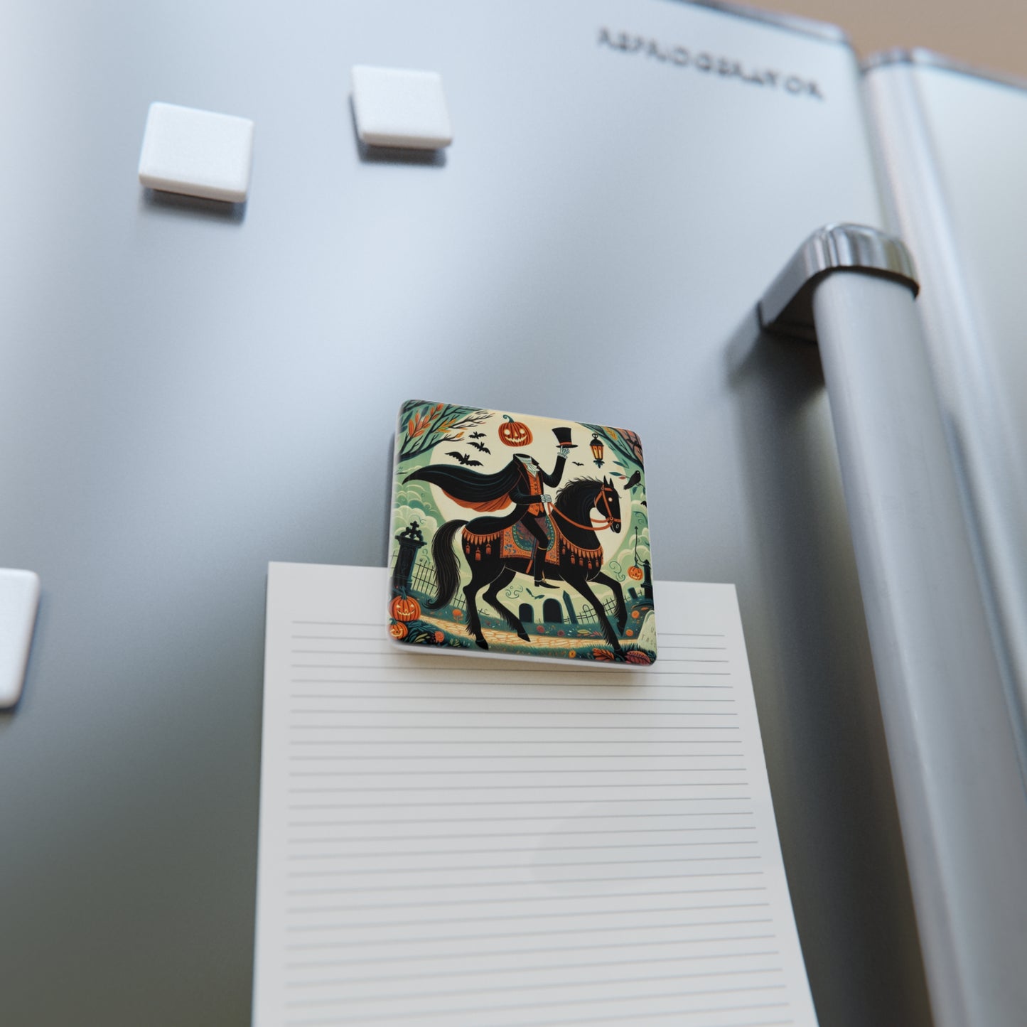 Sleepy Hollow, Headless Horseman, Halloween, Autumn, Fall, Gift Porcelain Magnet, Square