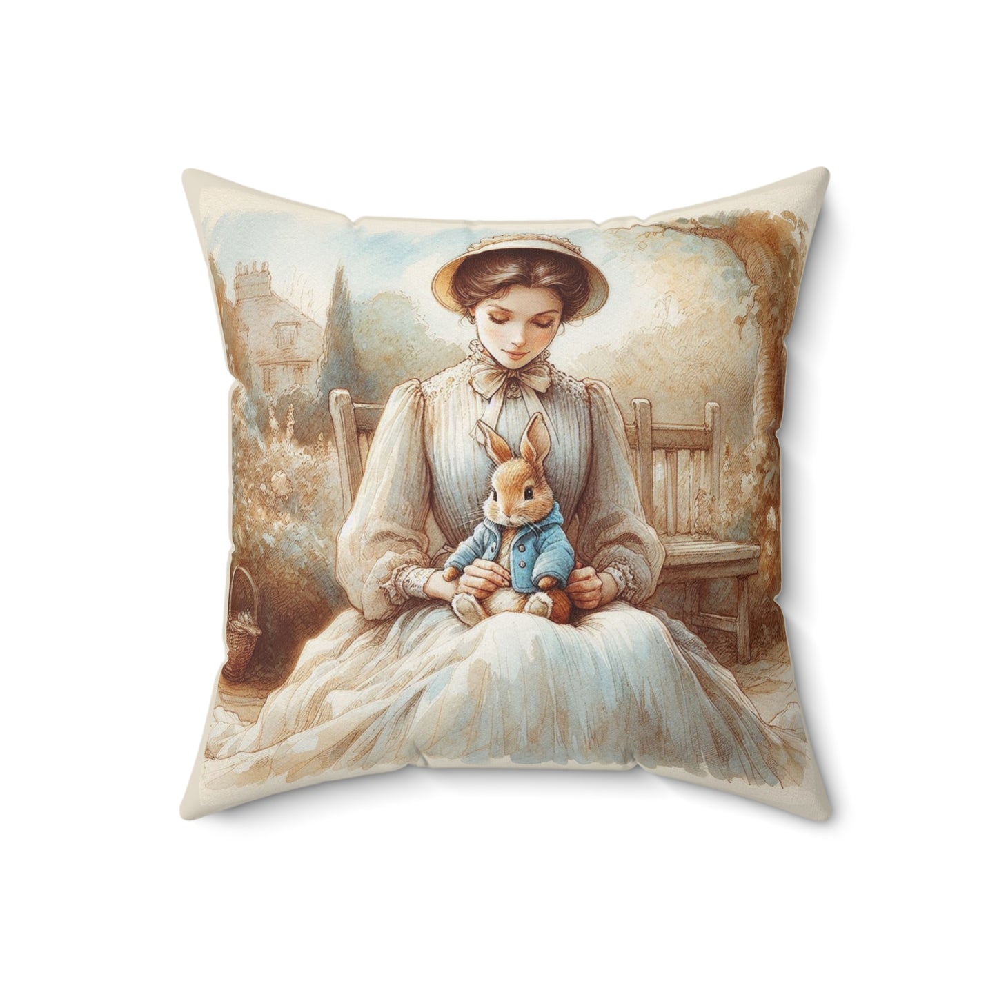 Whimsical Beatrix Potter Inspired Square Pillow - Cozy Home Decor, Child's Room Accent, Nursery Pillow, Literary Quote, Peter Rabbit, Spun