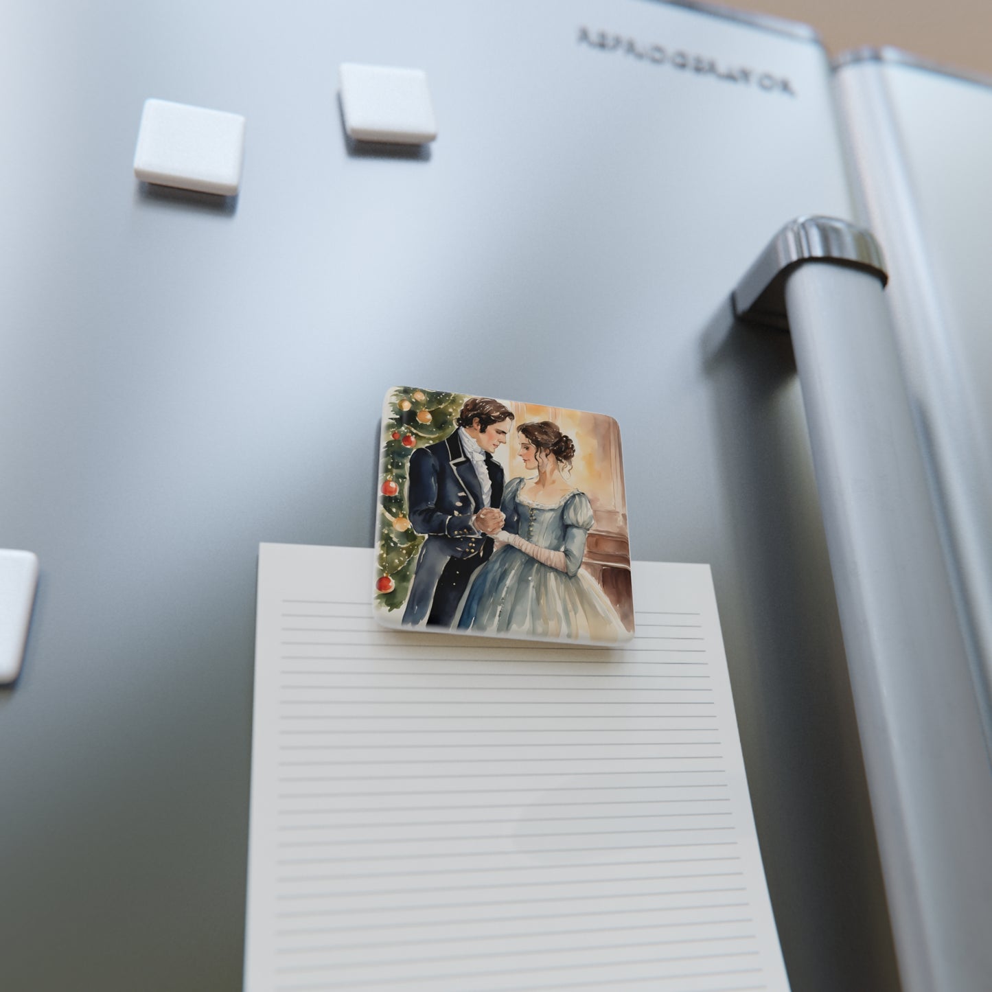 Pride and Prejudice, Jane Austen, Austenite, Regency, Darcy, Elizabeth, Stocking Stuffer, Gift, Porcelain Magnet, Square